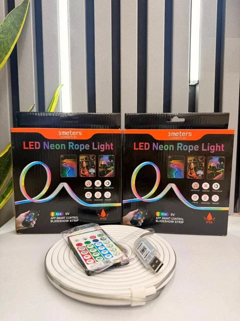 ریسه نئون فلکسی RGB موزیکال ۳ متری با APP و ریموت کنترل